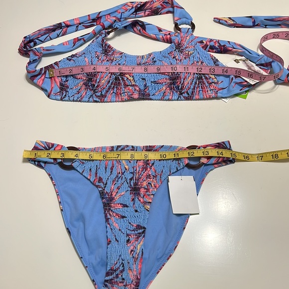 NWT Jessica Simpson Windy Palms Multi Lilac Bikini Top and Bottom M/L - Picture 9 of 11